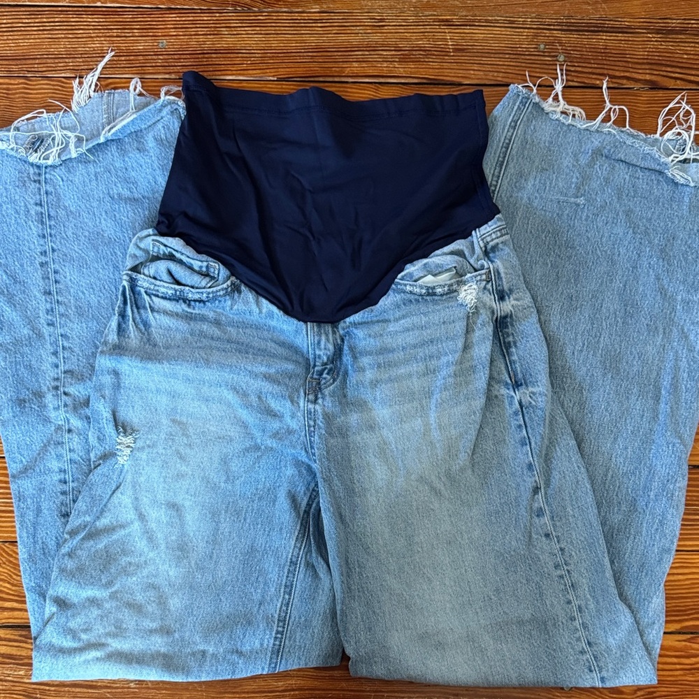 Pinkblush (maternity) Light Blue Distressed Flare Jeans